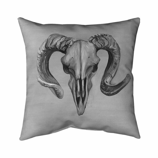 Begin Home Decor 26 x 26 in. Greyscale Aries Skull-Double Sided Print Indoor Pillow 5541-2626-AN340